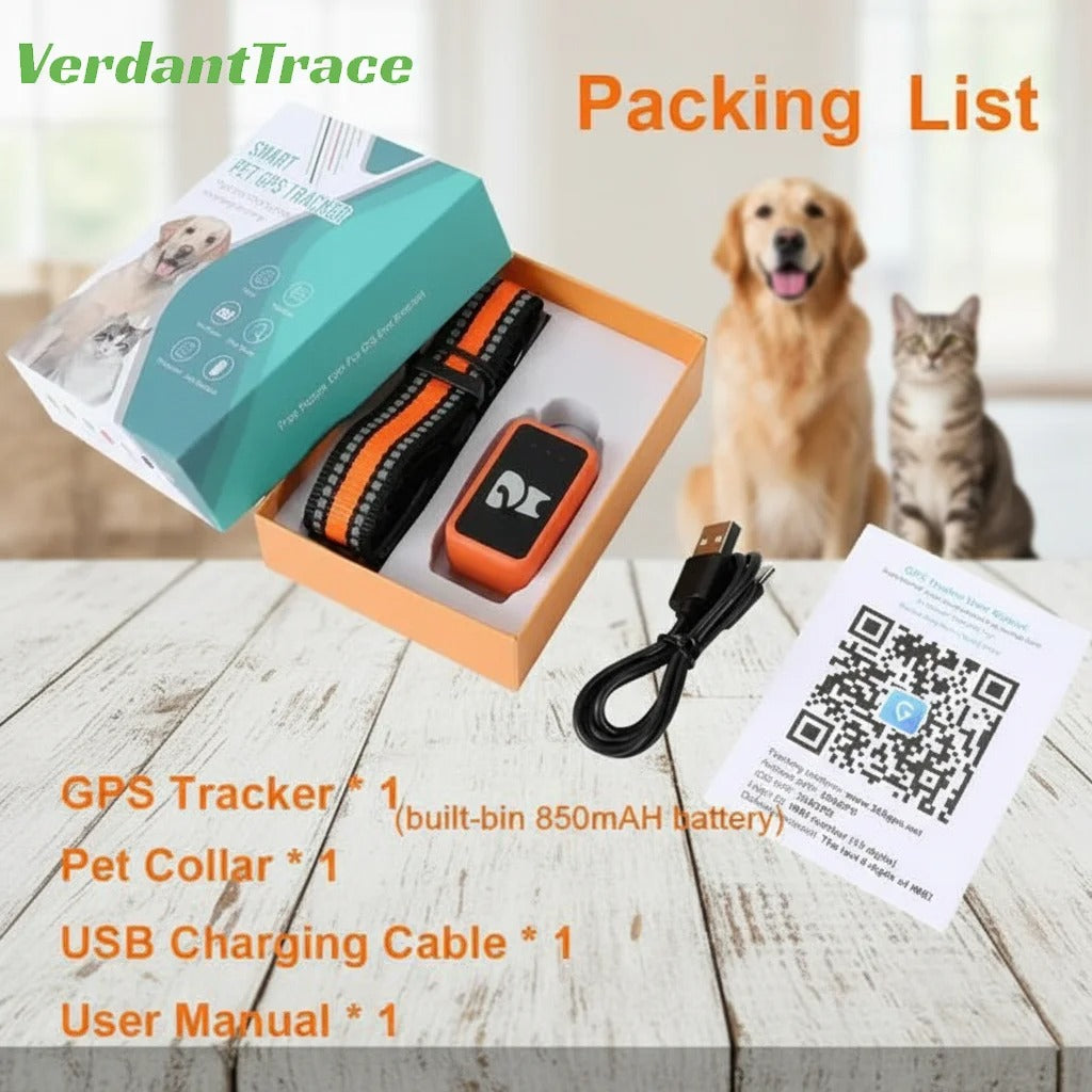 VerdantTrace Small Pet GPS Tracker 4G Tracker Collar Anti-Lost Real Time Dog Ca Tracking Long Battery Life | Welvett