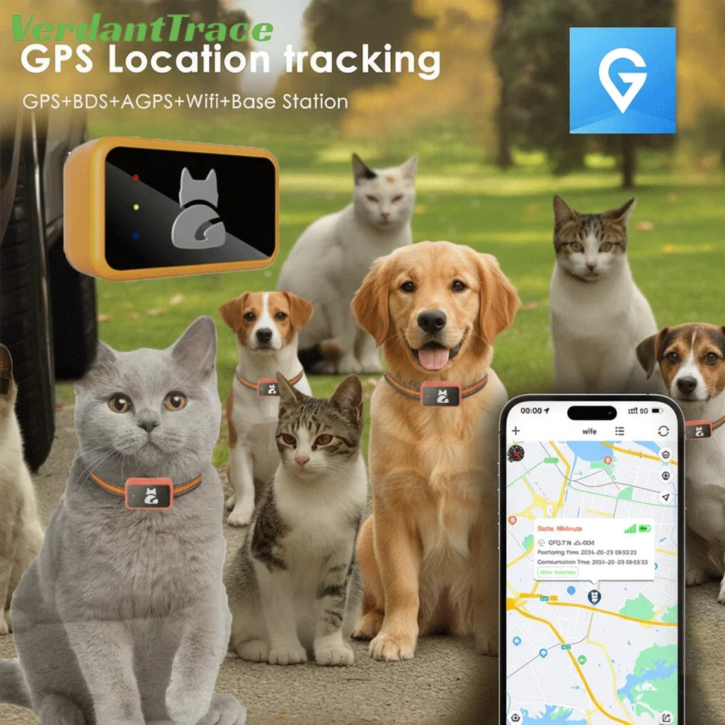 VerdantTrace Small Pet GPS Tracker 4G Tracker Collar Anti-Lost Real Time Dog Ca Tracking Long Battery Life | Welvett