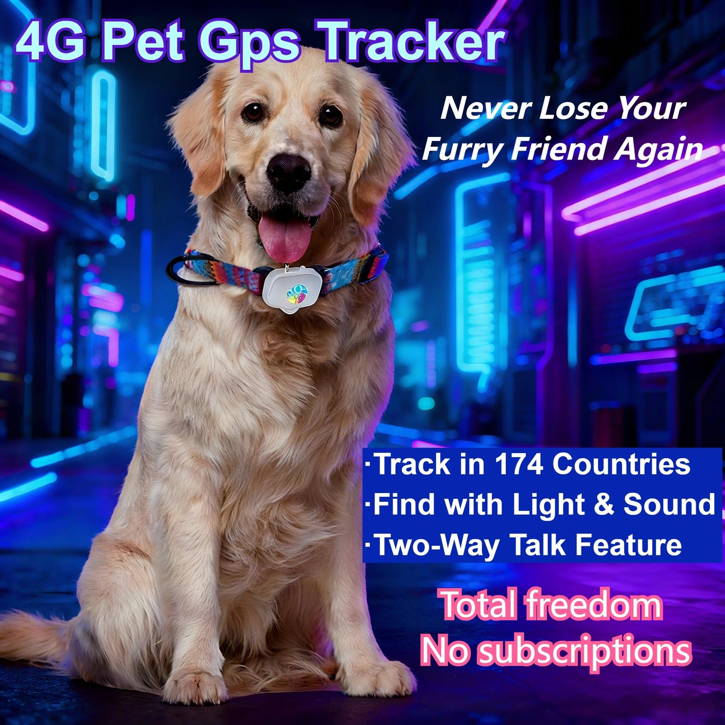 4G Dog GPS Tracker Smart Collar for Pets Dogs Cats No monthly fee No subscription No Hidden Fees Anti-Lost Alarm | Welvett